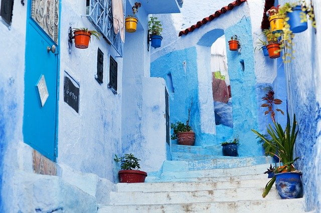 Chefchaouen, situated in the Rif mountains and considered the blue pearl of Moroco and the north.
